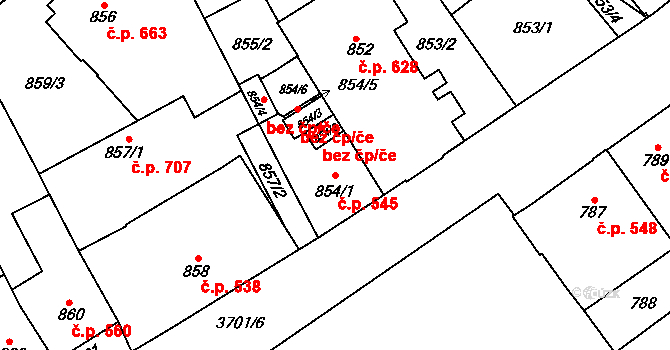 Žamberk 545 na parcele st. 854/1 v KÚ Žamberk, Katastrální mapa