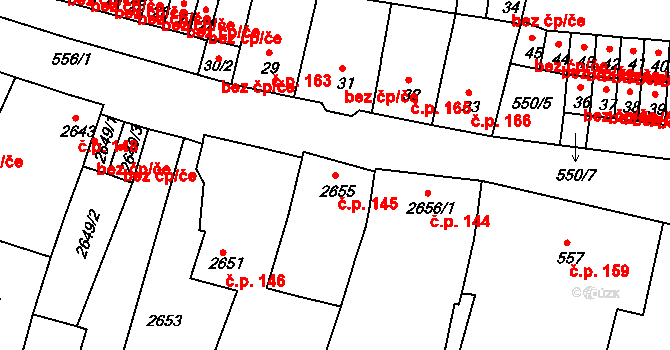 Duchcov 145 na parcele st. 2655 v KÚ Duchcov, Katastrální mapa