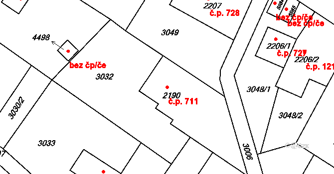 Chrudim IV 711, Chrudim na parcele st. 2190 v KÚ Chrudim, Katastrální mapa
