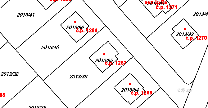 Pelhřimov 1267 na parcele st. 2013/85 v KÚ Pelhřimov, Katastrální mapa