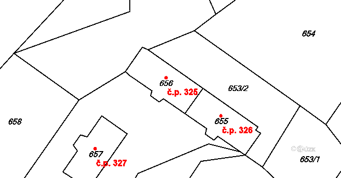 Dolní Rychnov 325 na parcele st. 656 v KÚ Dolní Rychnov, Katastrální mapa