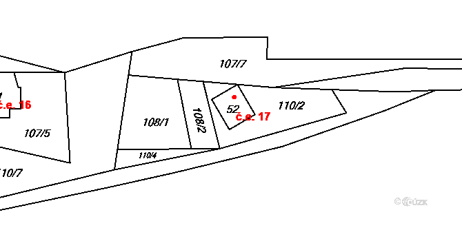 Radenov 17, Blatno na parcele st. 52 v KÚ Radenov, Katastrální mapa