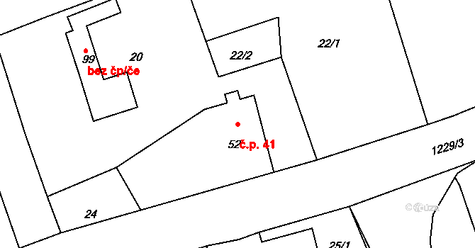 Petrovice nad Úhlavou 41, Janovice nad Úhlavou na parcele st. 52 v KÚ Petrovice nad Úhlavou, Katastrální mapa