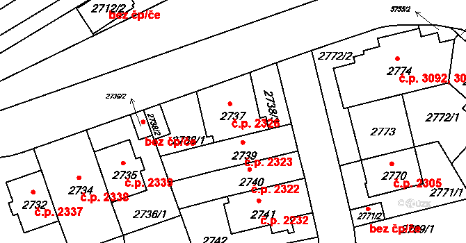 Záběhlice 2326, Praha na parcele st. 2737 v KÚ Záběhlice, Katastrální mapa