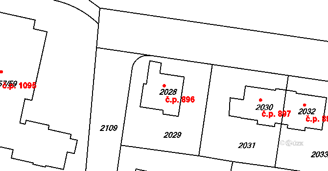 Střešovice 896, Praha na parcele st. 2028 v KÚ Střešovice, Katastrální mapa