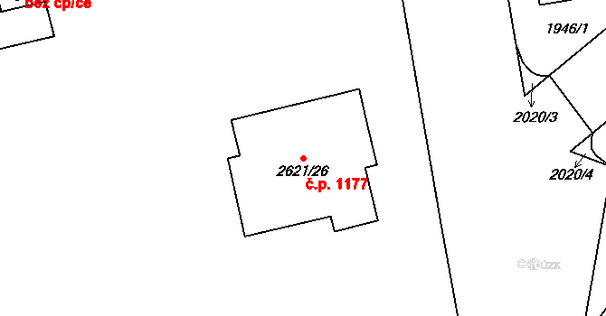 Kobylisy 1177, Praha na parcele st. 2621/26 v KÚ Kobylisy, Katastrální mapa