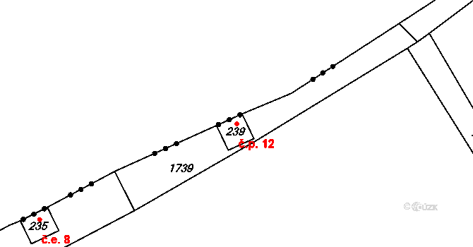 Kohoutov 12 na parcele st. 239 v KÚ Kohoutov, Katastrální mapa