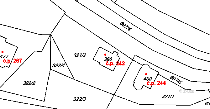 Svoboda nad Úpou 242 na parcele st. 386 v KÚ Svoboda nad Úpou, Katastrální mapa
