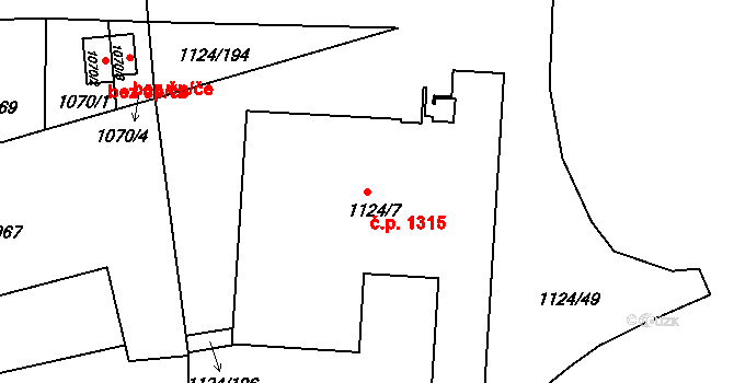České Budějovice 2 1315, České Budějovice na parcele st. 1124/7 v KÚ České Budějovice 2, Katastrální mapa