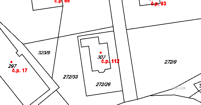 Bražec 112, Náchod na parcele st. 307 v KÚ Bražec, Katastrální mapa