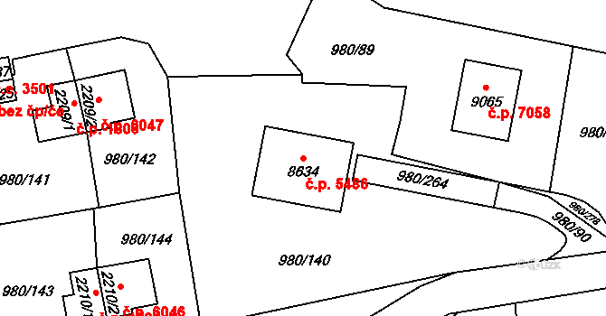 Zlín 5486 na parcele st. 8634 v KÚ Zlín, Katastrální mapa