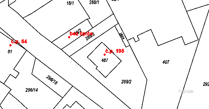 Jarošov nad Nežárkou 195 na parcele st. 487 v KÚ Jarošov nad Nežárkou, Katastrální mapa
