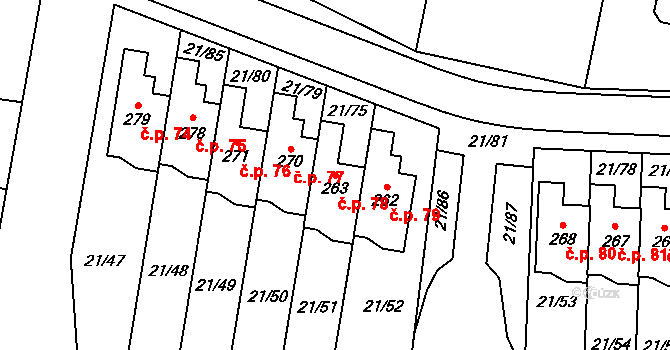 Rančířov 78 na parcele st. 263 v KÚ Rančířov, Katastrální mapa