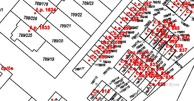 Strážnice 894 na parcele st. 789/41 v KÚ Strážnice na Moravě, Katastrální mapa