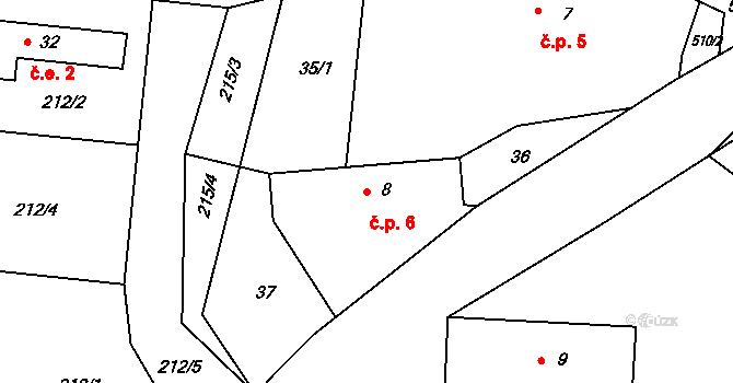 Dunávice 6, Netvořice na parcele st. 8 v KÚ Dunávice, Katastrální mapa