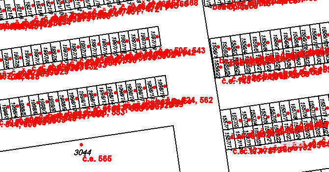 Otrokovice 524,562 na parcele st. 1998/19 v KÚ Otrokovice, Katastrální mapa