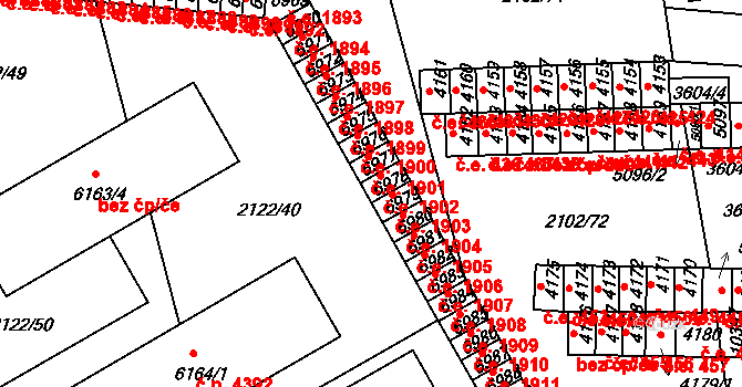 Hodonín 1902 na parcele st. 6978 v KÚ Hodonín, Katastrální mapa