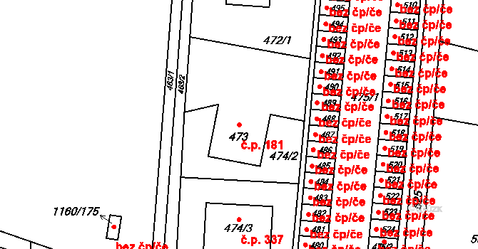 Neveklov 181 na parcele st. 473 v KÚ Neveklov, Katastrální mapa