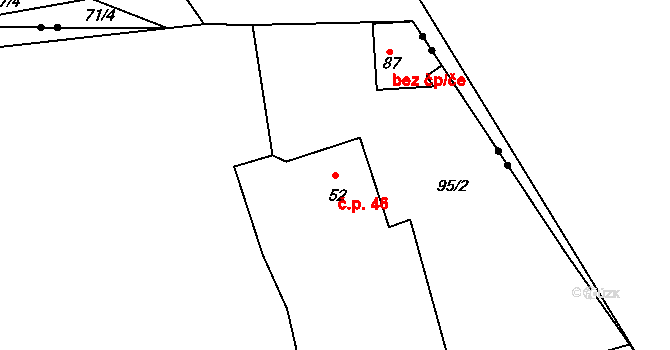 Bošovice 46, Čížová na parcele st. 52 v KÚ Bošovice u Čížové, Katastrální mapa