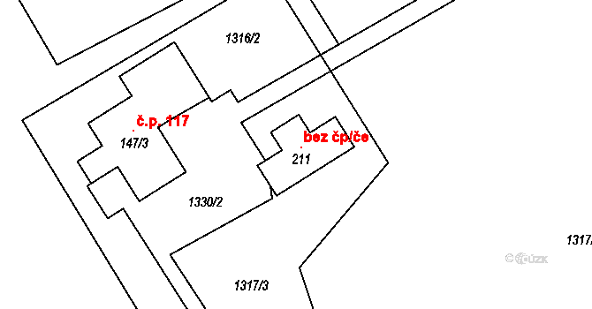 Jestřabí v Krkonoších 38511002 na parcele st. 211 v KÚ Křížlice, Katastrální mapa