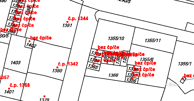 Kladno 38586002 na parcele st. 1363 v KÚ Kročehlavy, Katastrální mapa