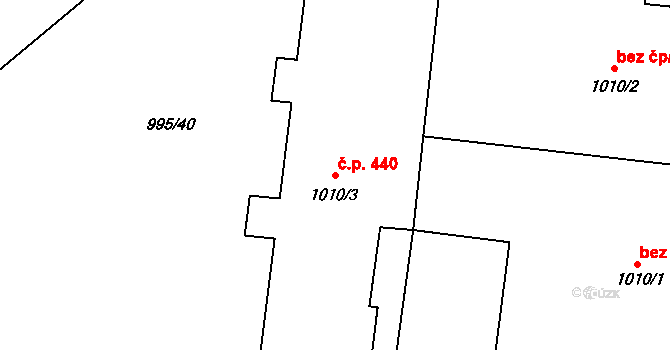 Rynholec 440 na parcele st. 1010/3 v KÚ Rynholec, Katastrální mapa
