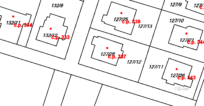 Oldřišov 337 na parcele st. 127/28 v KÚ Oldřišov, Katastrální mapa