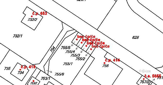 Ústí nad Labem 44759002 na parcele st. 755/4 v KÚ Bukov, Katastrální mapa