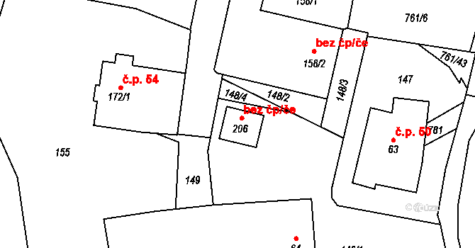 Jarošov 46414002 na parcele st. 206 v KÚ Jarošov u Litomyšle, Katastrální mapa