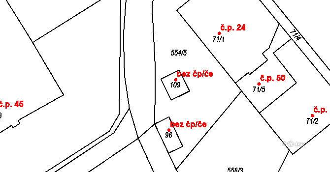 Suchdol nad Lužnicí 47525002 na parcele st. 109 v KÚ Bor, Katastrální mapa