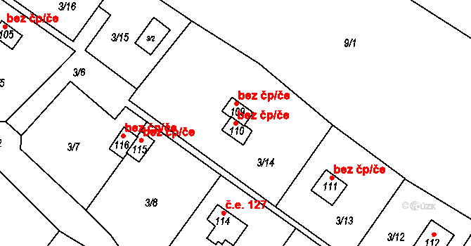 Chotoviny 48086002 na parcele st. 110 v KÚ Řevnov, Katastrální mapa