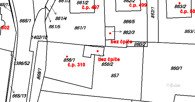 Proboštov 49481002 na parcele st. 856/2 v KÚ Proboštov u Teplic, Katastrální mapa
