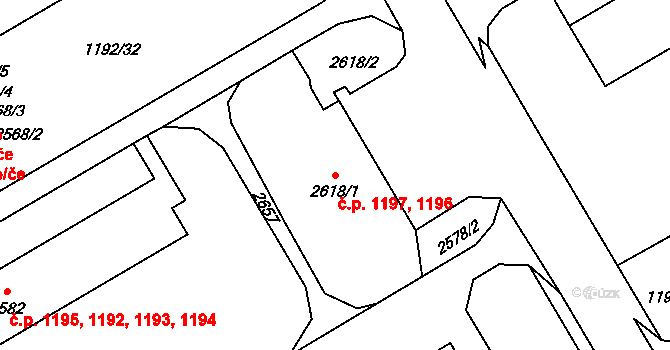 Beroun-Město 1196,1197, Beroun na parcele st. 2618/1 v KÚ Beroun, Katastrální mapa