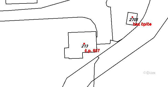 Neratovice 657 na parcele st. 213 v KÚ Neratovice, Katastrální mapa