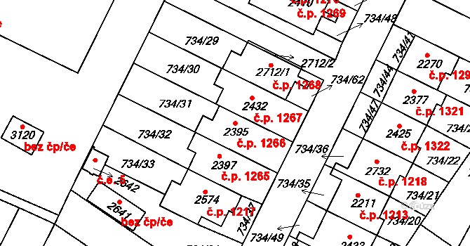 Neratovice 1266 na parcele st. 2395 v KÚ Neratovice, Katastrální mapa