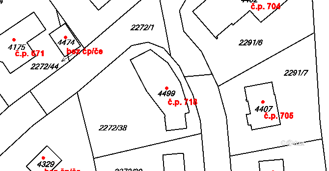 Týnské Předměstí 718, Domažlice na parcele st. 4499 v KÚ Domažlice, Katastrální mapa