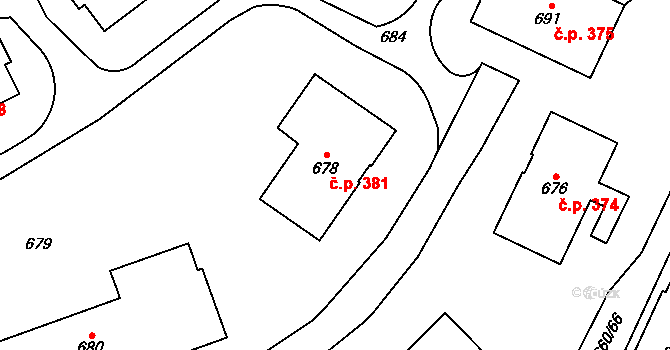 Vimperk II 381, Vimperk na parcele st. 678 v KÚ Vimperk, Katastrální mapa