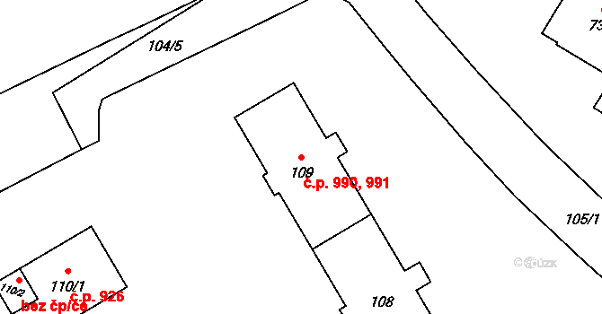 Kopřivnice 990,991 na parcele st. 108 v KÚ Kopřivnice, Katastrální mapa