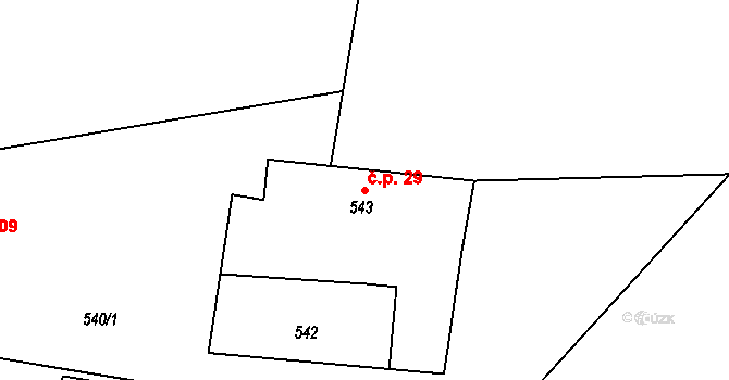 Lipno nad Vltavou 29 na parcele st. 543 v KÚ Lipno nad Vltavou, Katastrální mapa