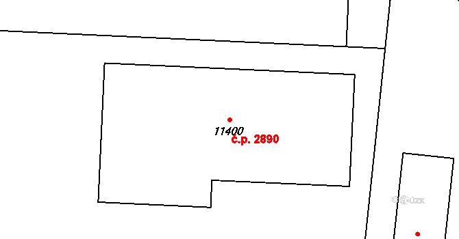 Zelené Předměstí 2890, Pardubice na parcele st. 11400 v KÚ Pardubice, Katastrální mapa