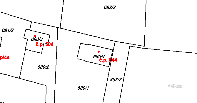 Senec 544, Zruč-Senec na parcele st. 680/4 v KÚ Senec u Plzně, Katastrální mapa