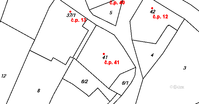 Zlámanka 41, Kroměříž na parcele st. 41 v KÚ Zlámanka, Katastrální mapa