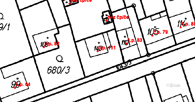 Bohuslávky 111 na parcele st. 143 v KÚ Bohuslávky, Katastrální mapa