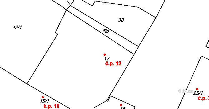 Chvalovice 12, Kovanice na parcele st. 17 v KÚ Chvalovice u Nymburka, Katastrální mapa