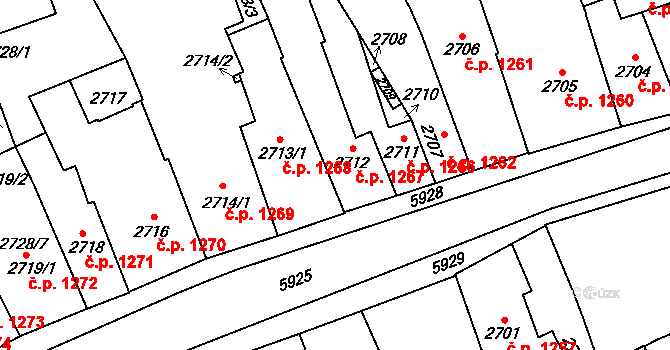Jihlava 1267 na parcele st. 2712 v KÚ Jihlava, Katastrální mapa