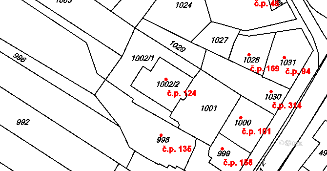 Svatobořice 124, Svatobořice-Mistřín na parcele st. 1002/2 v KÚ Svatobořice, Katastrální mapa