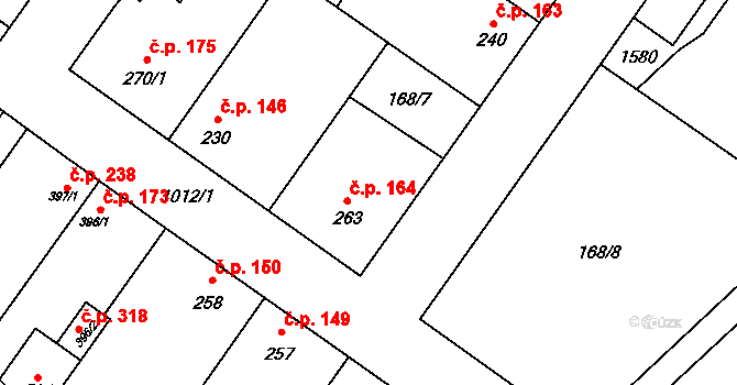 Humny 164, Pchery na parcele st. 263 v KÚ Pchery, Katastrální mapa