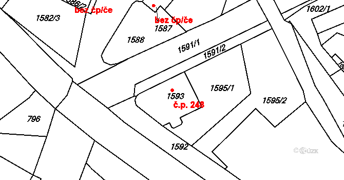 Rýmařov 248 na parcele st. 1593 v KÚ Rýmařov, Katastrální mapa