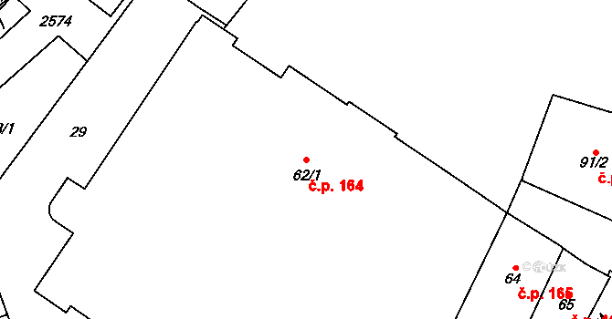 Uničov 164 na parcele st. 62/1 v KÚ Uničov, Katastrální mapa