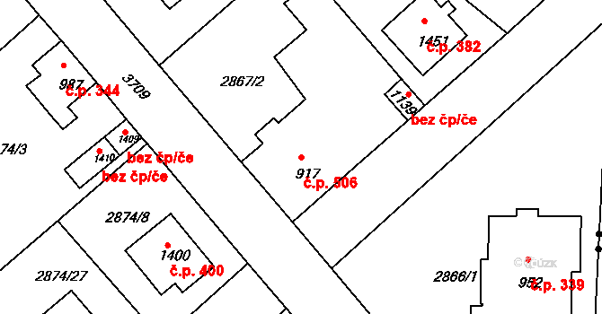 Cvikov II 506, Cvikov na parcele st. 917 v KÚ Cvikov, Katastrální mapa